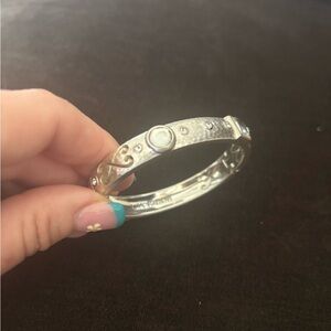 Brighton Silver Gemstone Accent Hinged Bangle Bracelet